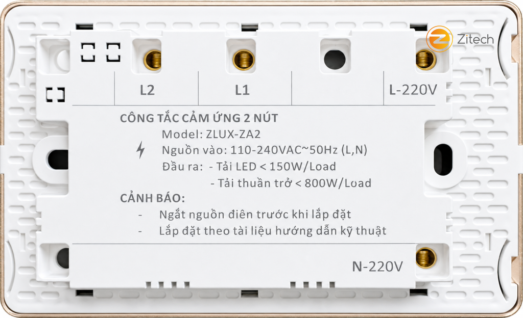 Công tắc cảm ứng 2 nút – ZLUX-ZA2