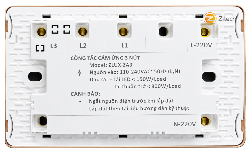 Công tắc cảm ứng 3 nút – ZLUX-ZA3
